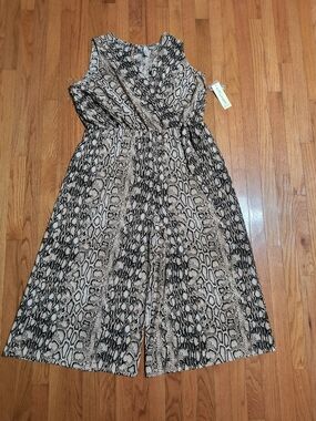 NWT Tacera Snakeprint Wide-leg Jumpsuit, Women's 2X, Black/Tan/Gray